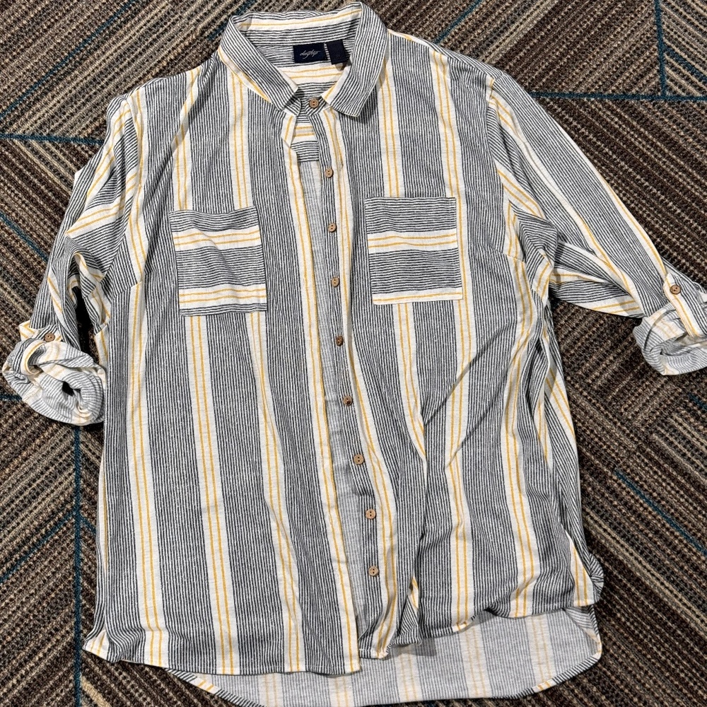 WOMENS 3X DAY TRIP LONG SLEEVE BUTTON UP